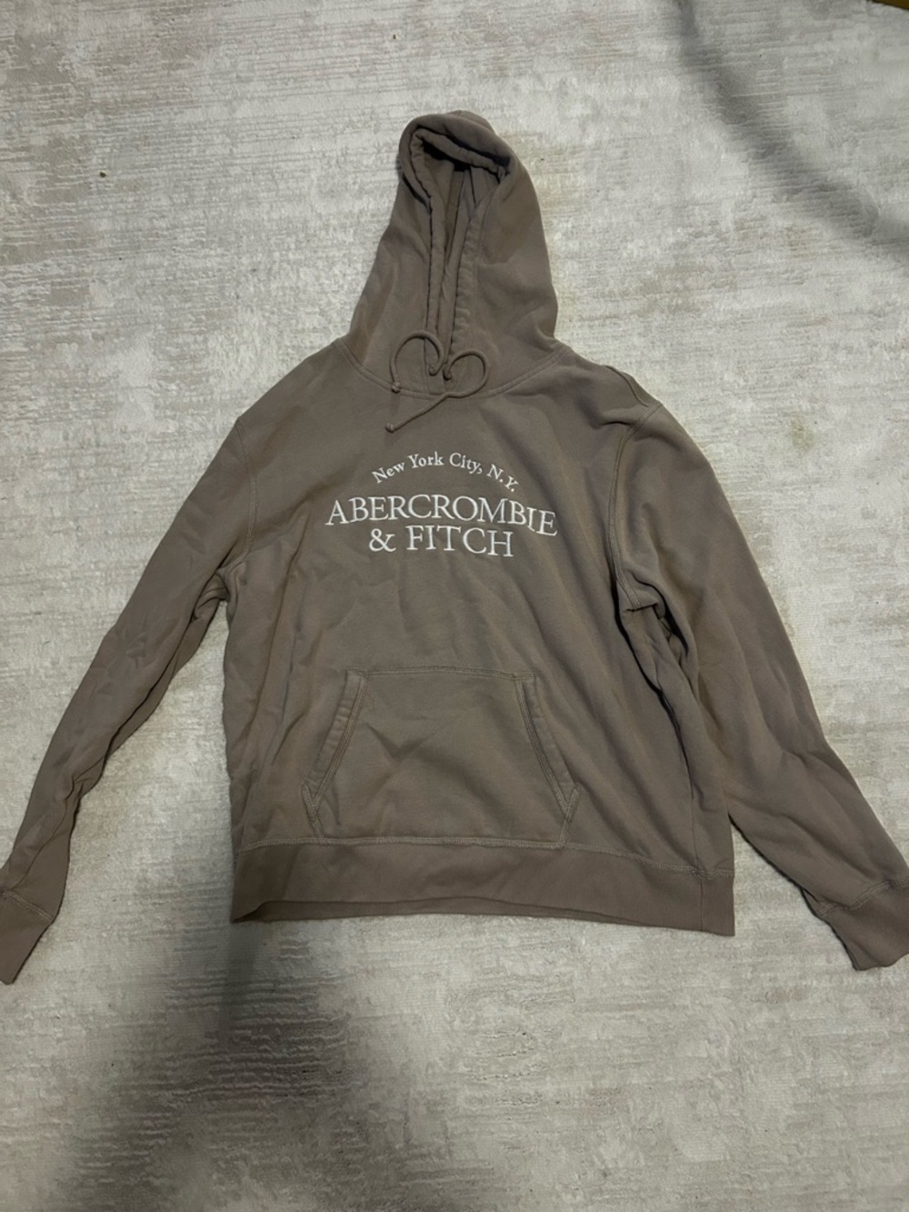 Abercrombie & Fitch Taupe Hoodie with White Logo